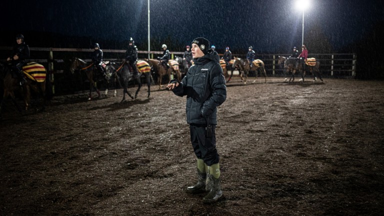 Joseph O'Brien: gives instructions to his riders before morning work