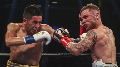 Leo Santa Cruz and Carl Frampton exchange blows