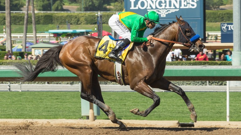 Mastery going out in a blaze of glory in the San Felipe Stakes