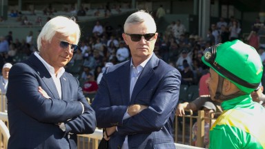 Old firm: Bob Baffert (left) and Mike Smith (right) team up with heavy favourites West Coast and Abel Tasman at Parx