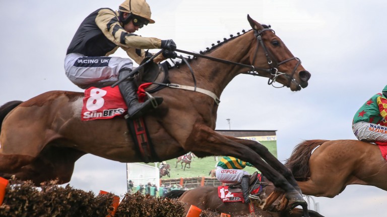 Nichols Canyon and Ruby Walsh on the way to winning the Stayers' Hurdle