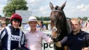 Luke Harvey in the winner's enclosure with Drumlynn