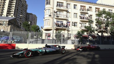 Lewis Hamilton (left) collided with rival Sebastian Vettel (right) during the Azerbaijan Grand Prix