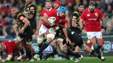 Lions flanker Justin Tipuric on the charge against the Hurricanes