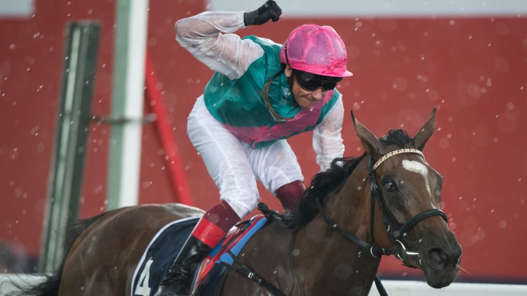 Frankie Dettori celebrates an easy Oaks win on King George favourite Enable