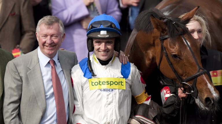 Sir Alex Ferguson (left) and Ruby Walsh with What A Friend, a winner at Aintree in 2010