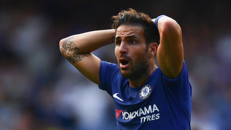 Chelsea's Cesc Fabregas reacts to being sent off