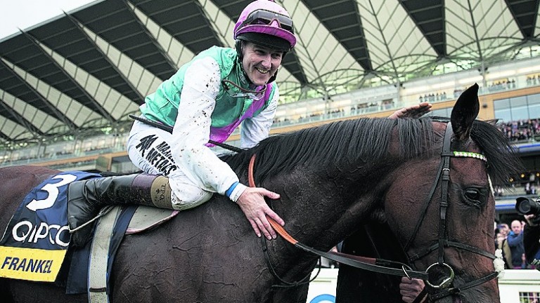 Tom Queally and Frankel after winning the Champion Stakes