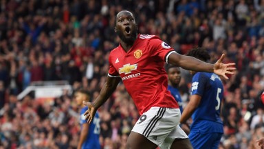 Romelu Lukaku celebrates against former club Everton