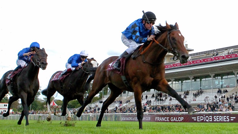 Dschingis Secret wins the Qatar Prix Foy under Arc partner Adrie de Vries