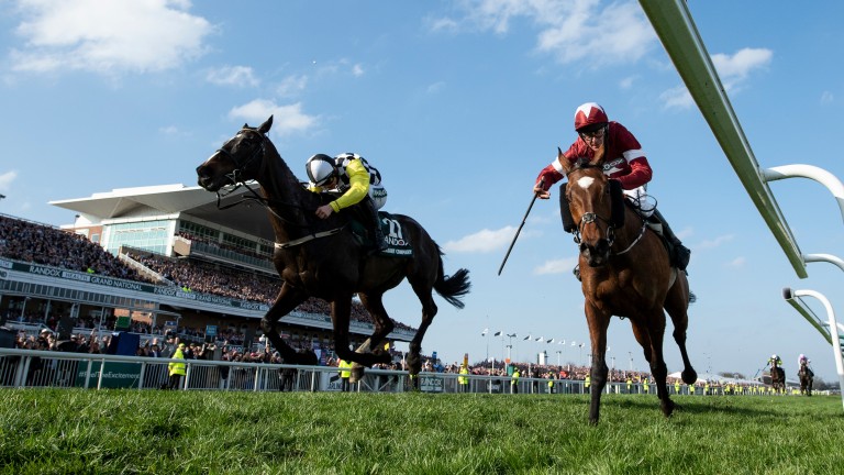 Tiger Roll (right) just fends off Pleasant Company to win the Grand National