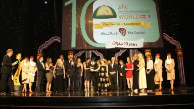 Connections of Paddys Day accept the Horse of the Year Award at the Dolby Theatre