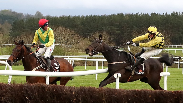 That race: Al Boum Photo (Paul Townend) veers right off course taking out Finian's Oscar