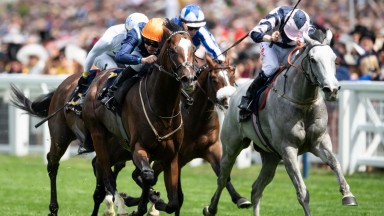 Accidental Agent (Charles Bishop,orange cap) wins the Queen Anne StakesRoyal Ascot 19.6.18 Pic: Edward Whitaker