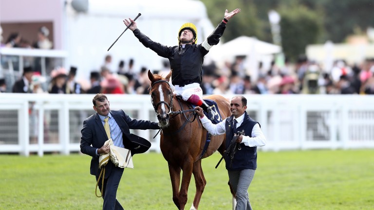 That winning feeling: a joyful Frankie Dettori after winning the Gold Cup on Stradavarius