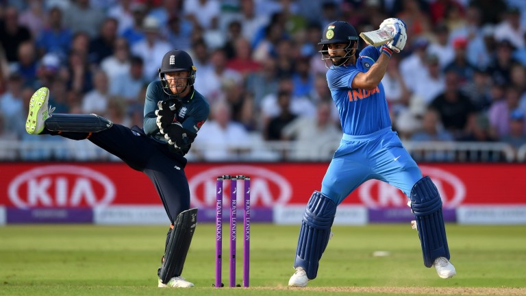 Virat Kohli's cuts the ball on India's tour of England during the summer