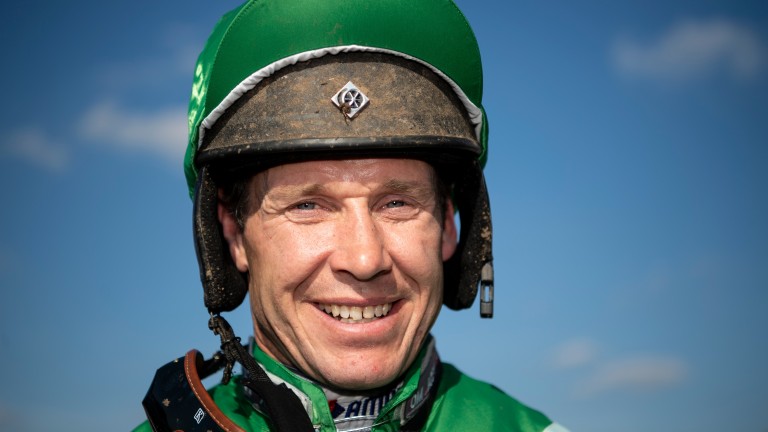 Champion jockey Richard Johnson rode his 3,500th winner when guiding Heâs A Goer to victory in division 2 of the novice hurdleWarwick 25.9.18 Pic: Edward Whitaker
