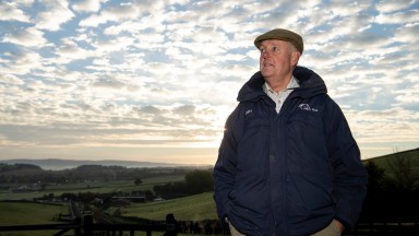 Philip Hobbs surveys the scene from the top of the gallops at Sandhill Stables