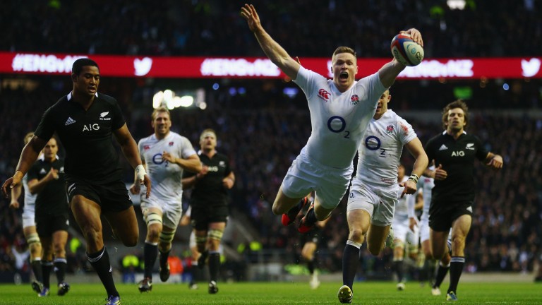 Chris Ashton scores a try in England's famous 2012 win over the All Blacks