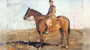 A painting by Sir Alfred Munnings of General Jack Seely on Warrior