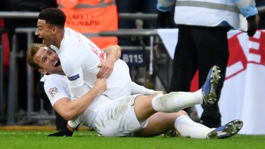 England's goalscoring heroes Harry Kane and Jesse Lingard celebrate