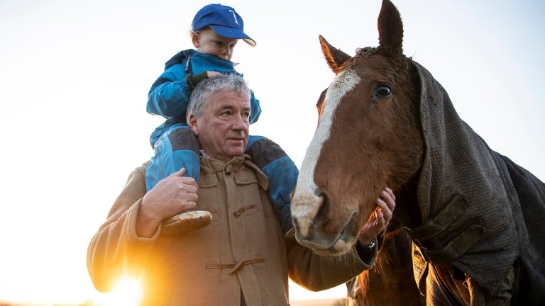 Bindaree in retirement with Nigel Twiston-Davies and his son Ted last Christmas