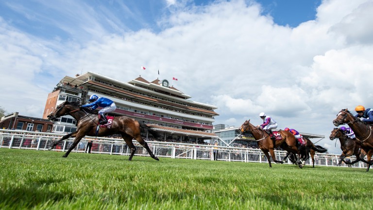 Mustashry (Jim Crowley) powers to victory in the Lockinge