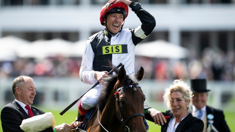 Frankie Dettori: in celebration mode after treble