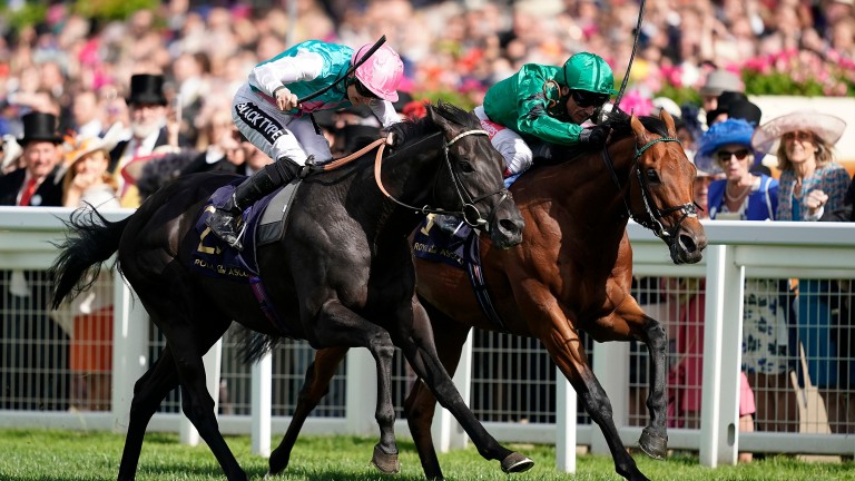 Biometric and Harry Bentley (near side) end the Dettori domination in the Britannia