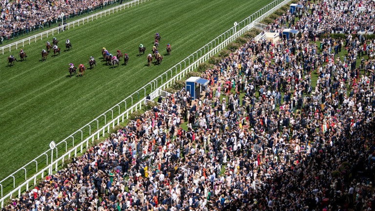 Daahyeh (red) wins the Albany Stakes under David Egan