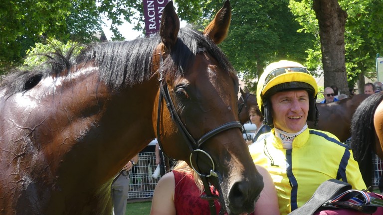 Far Above and PJ McDonald after the pair had landed the Prix Kistena at Deauville