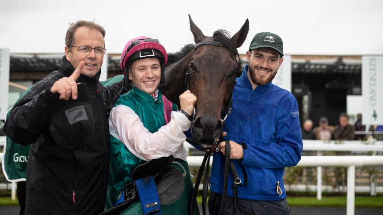 Ger Lyons and Colin Keane pose with Siskin following the Phoenix Stakes