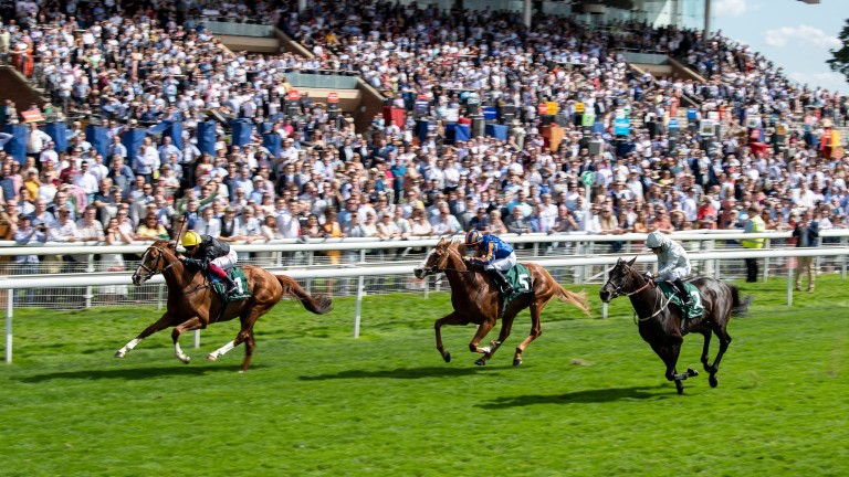 Stradivarius (yellow cap) shoots clear under Frankie Dettori