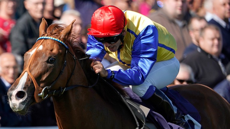 Marco Ghiani riding Restless Rose to victory at Yarmouth