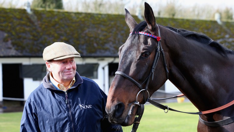 Nicky Henderson with his pride and joy at Seven Barrows