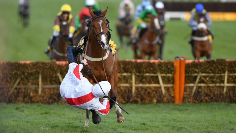 Goshen unseats Jamie Moore after the final hurdle in last year's Triumph Hurdle