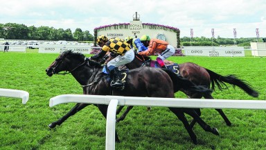 Hello Youmzain (Kevin Stott,nearest) wins the Diamond Jubilee StakesAscot 20.6.20 Pic: Edward Whitaker