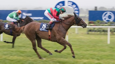 Rapid Reaction and Andrew Slattery wins the Irish Stallion Farms EBF Fillies Handicap.Naas.Photo: Patrick McCann 18.06.2018