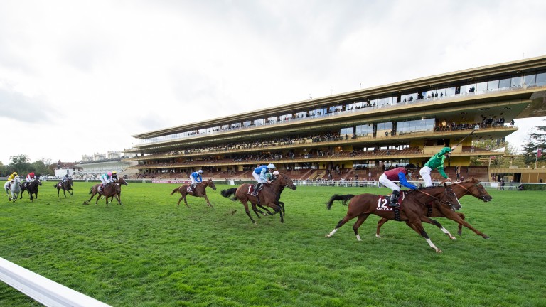 Cristian Demuro celebrates a famous Arc win on Sottsass, narrowly scoring from In Swoop