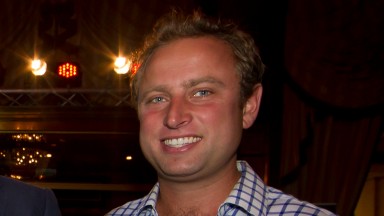 James Clark, Hugo Palmer, Oliver Cole at the Racing Post/Weatherbys/Lucien Barriere party held at the Royal Hotel Barriere  Deauville Photo: Patrick McCann 16.08.2014