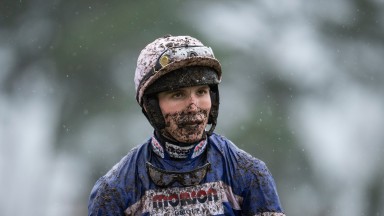 A muddy Harry Cobden after the 2m 3.5f handicap hurdleAscot 15.2.20 Pic: Edward Whitaker