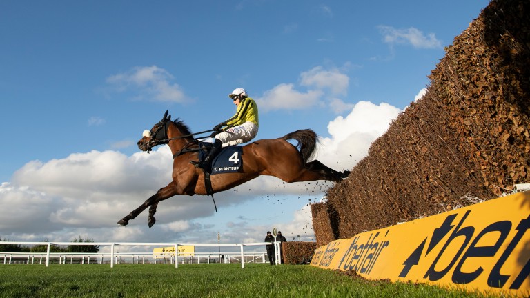 Allmankind clears the final fence at Sandown on Saturday
