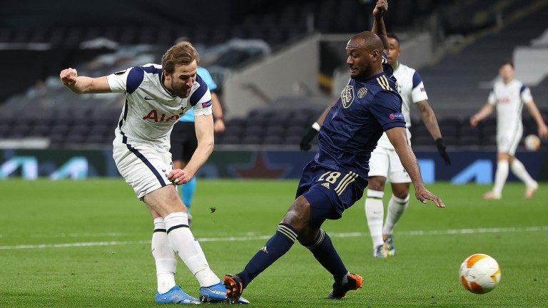 Harry Kane scores Tottenham's second goal in the home win over Dinamo Zagreb