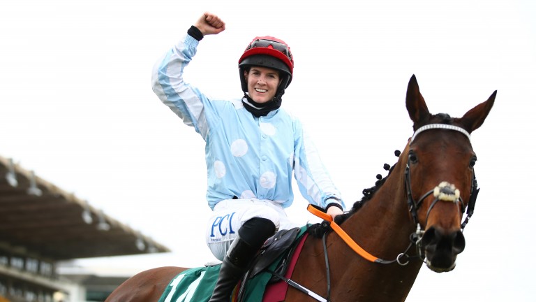 On top of the world: Rachael Blackmore registers her fifth festival success of the meeting aboard Telmesomethinggirl