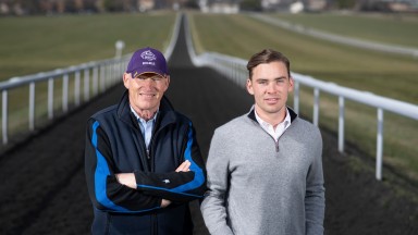 John and Thady Gosden, licence holders at Clarehaven Stables, on Newmarket's Warren Hill