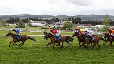 Jonathan Burke riding Our Rockstar on the way to winning at Ludlow Racecourse on May 9, 2021