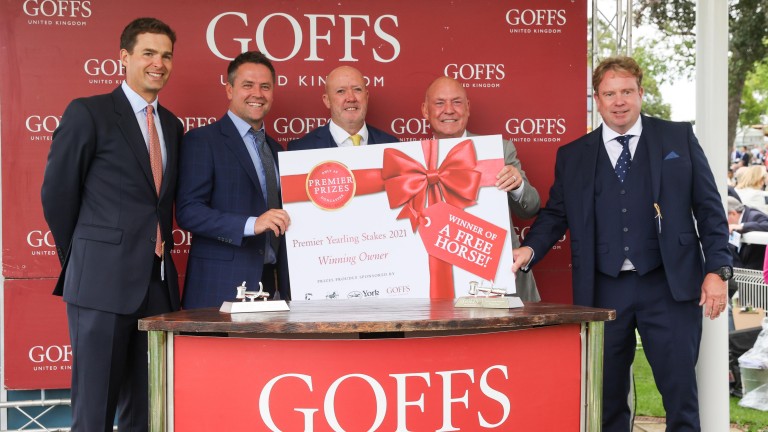 Michael Owen (second left) and his fellow Dandy Boys enjoy the spoils of Ever Given's success at York
