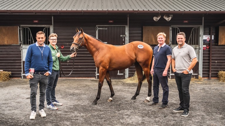 Michael Owen and the team with the Dandy Man colt bought from the Goffs UK Premier Yearling Stakes prize