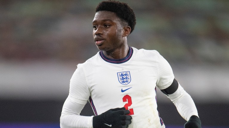 Brighton's Tariq Lamptey pictured playing for England under-21s