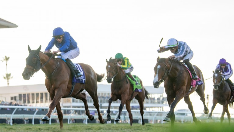 Yibir coming home in front in the Breeders' Cup Turf, which was shown on ITV's main channel